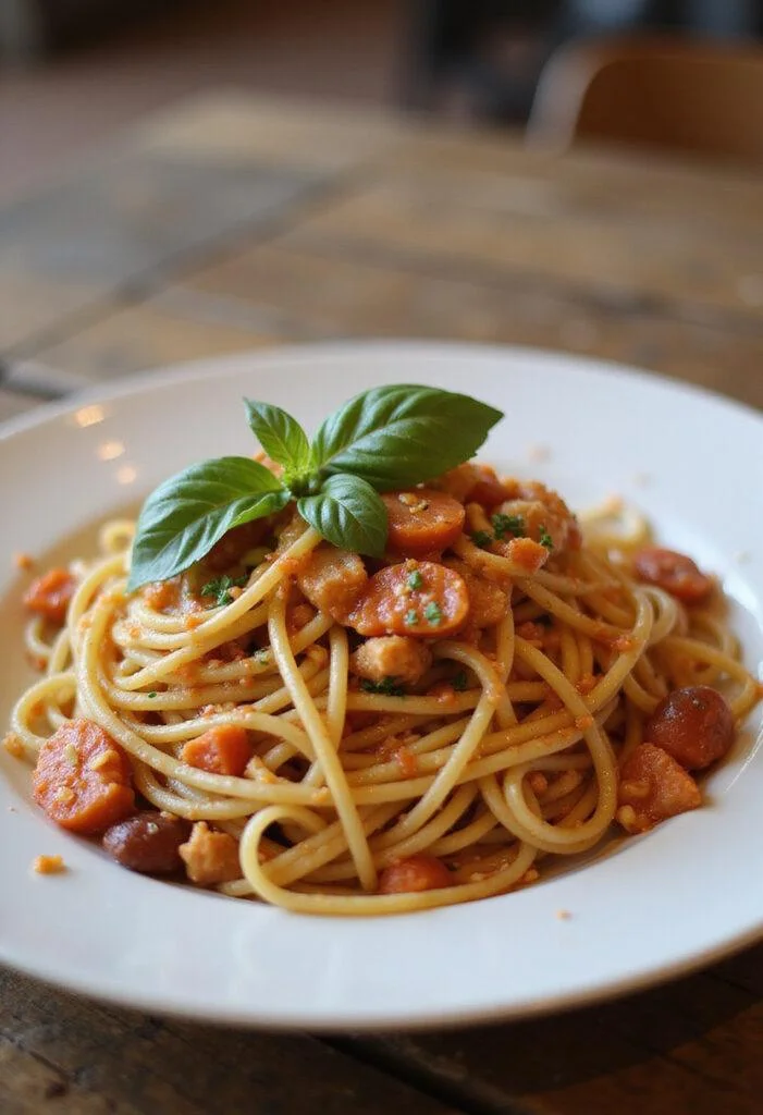 Deliciously presented Ensalada de Pasta Española ready to enjoy, perfect for any gathering.