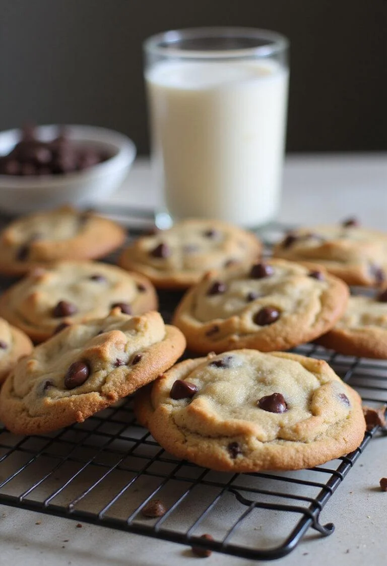 Galletas de chocolate caseras recién horneadas en una rejilla, listas para disfrutar.