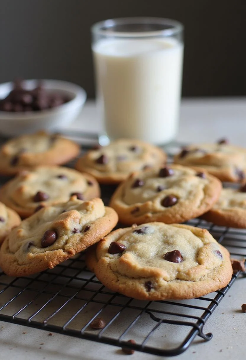 Galletas de chocolate caseras recién horneadas en una rejilla, listas para disfrutar.