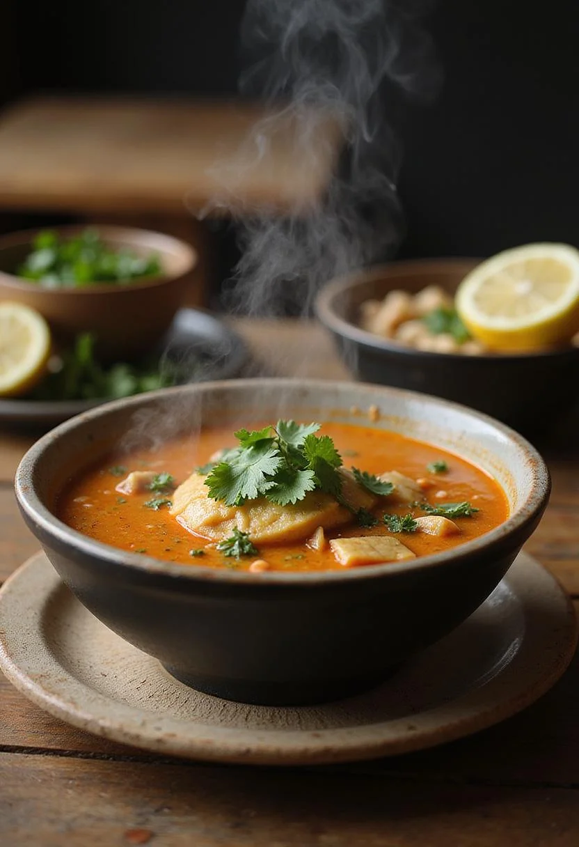 Delicious Sopa de Lentejas Casera served in a bowl with cilantro and lemon, perfect for a comforting meal.