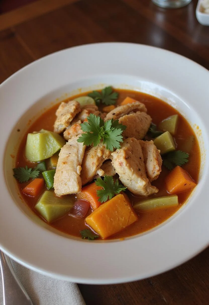 Finished Sopa de Pollo y Verduras in a bowl, perfect for a comforting meal.