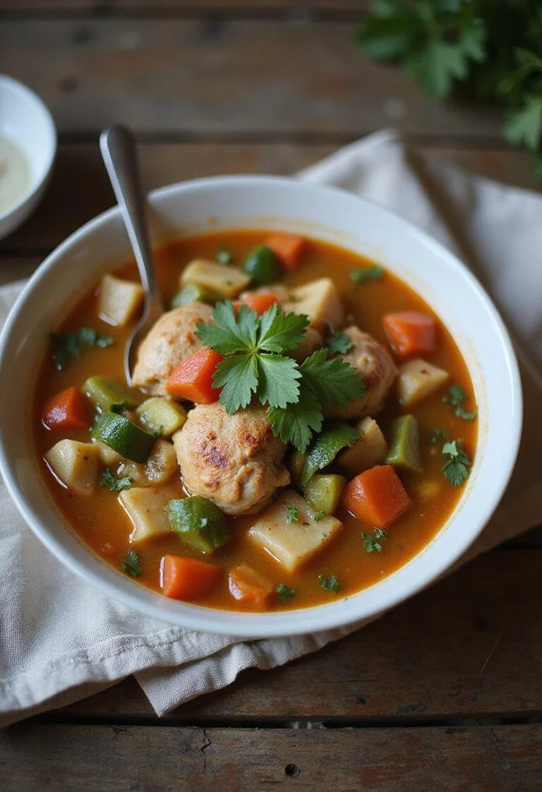 Delicious Sopa de Verduras y Pollo ready to enjoy, showcasing the vibrant colors and ingredients.