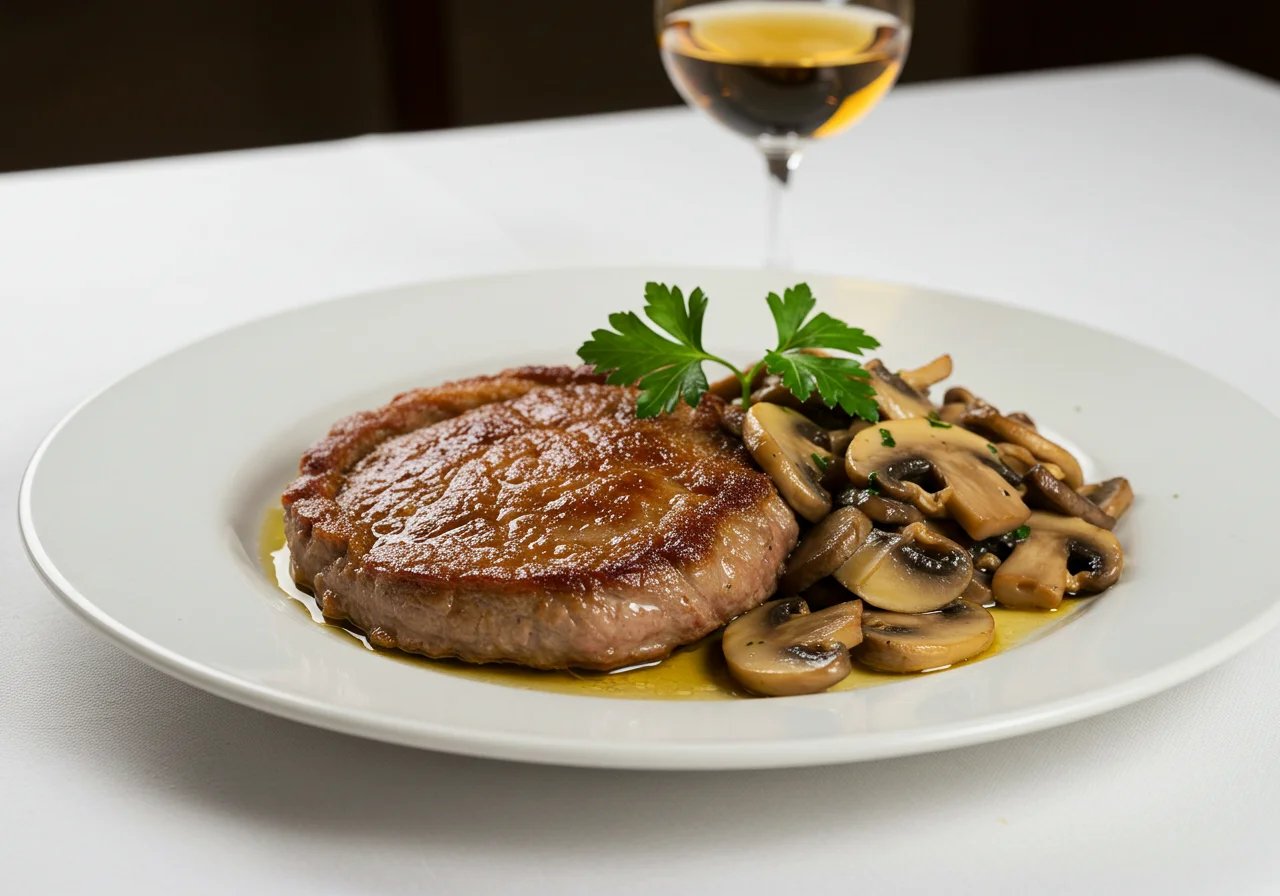 Presentación del solomillo con champiñones al Jerez, ideal para una cena especial.