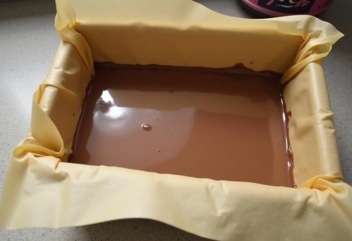 Moldura lista para recibir la mezcla de abrigo marron chocolate casero.