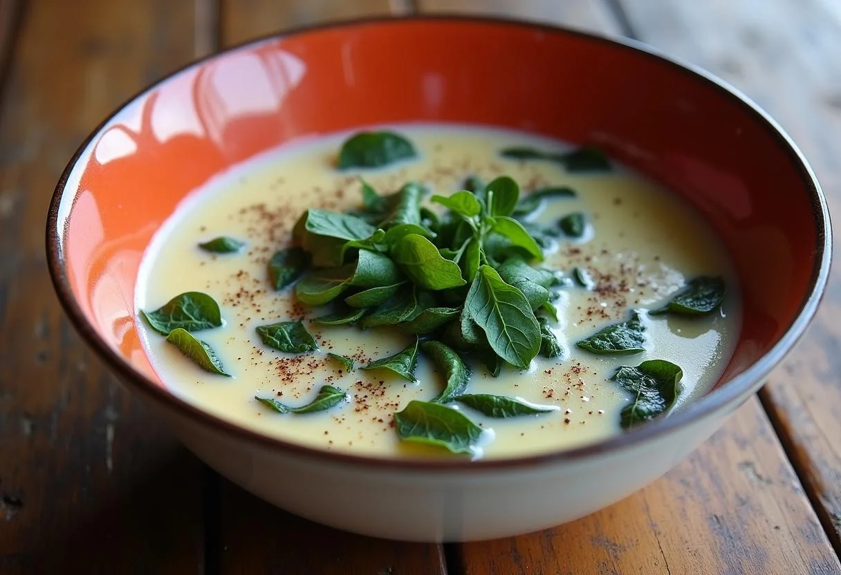 Plato terminado de acelgas con leche descremada, ideal para disfrutar en una comida saludable.