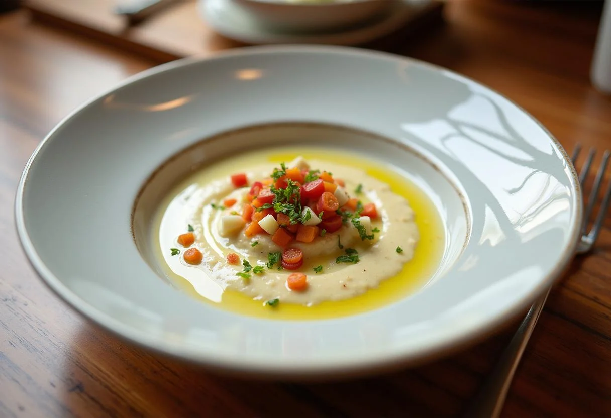 Finished Ajo Blanco Thermomix garnished and ready to serve for a refreshing meal.