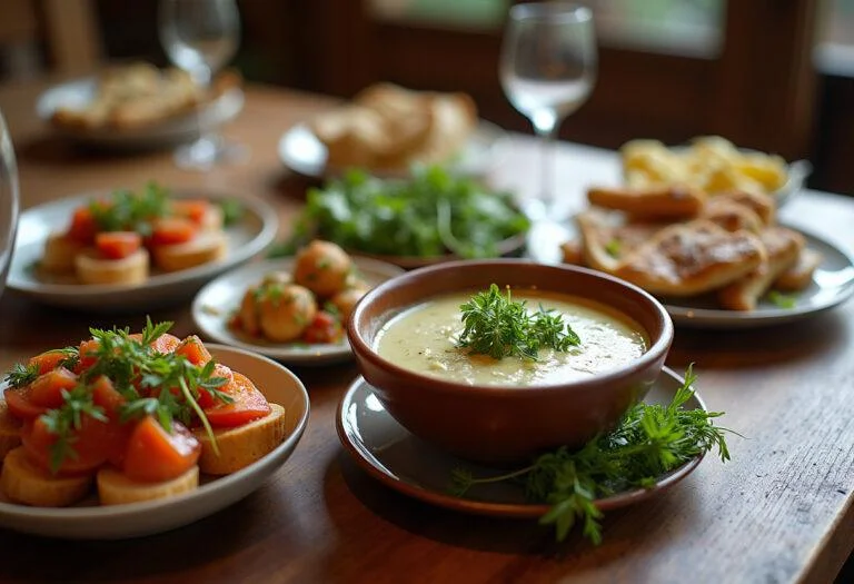 Delicious Ajo Tierno Fresco beautifully presented for a meal.