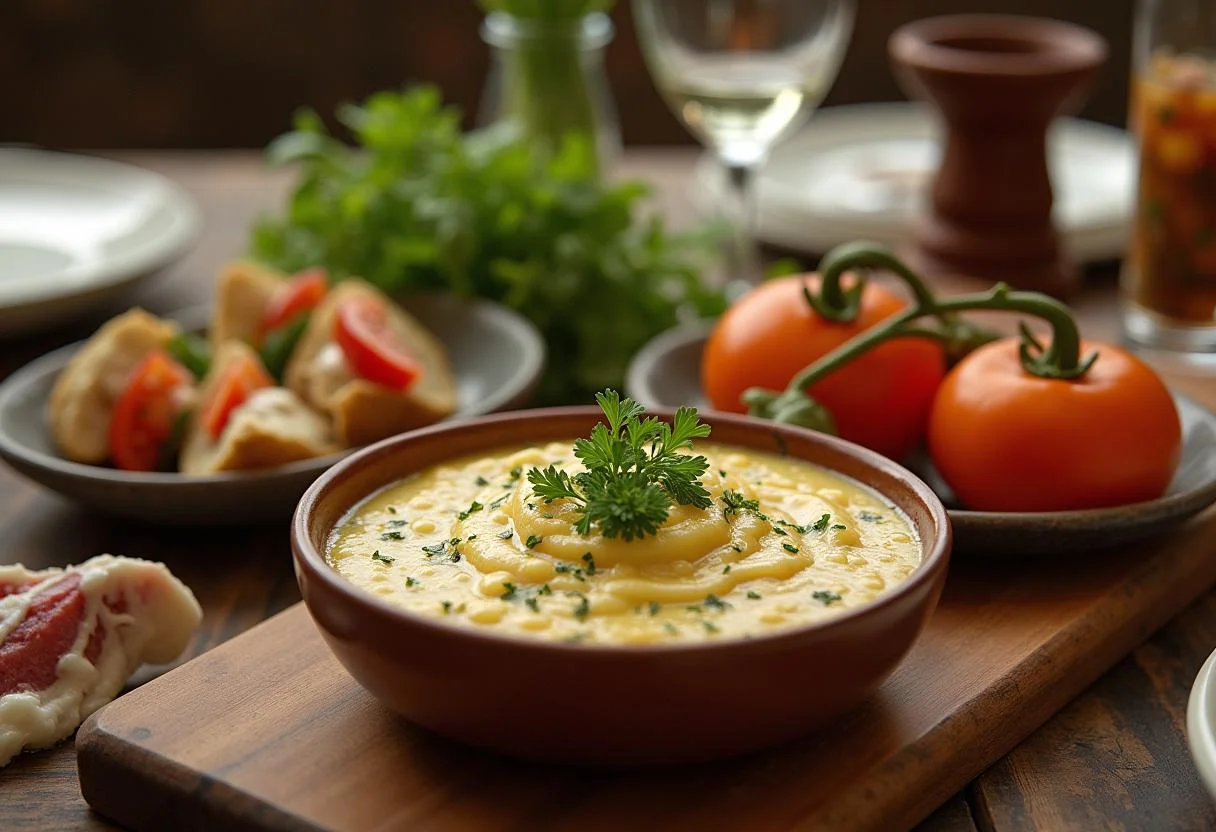 Delicioso Ajo Tierno Fresco bellamente presentado para una comida.