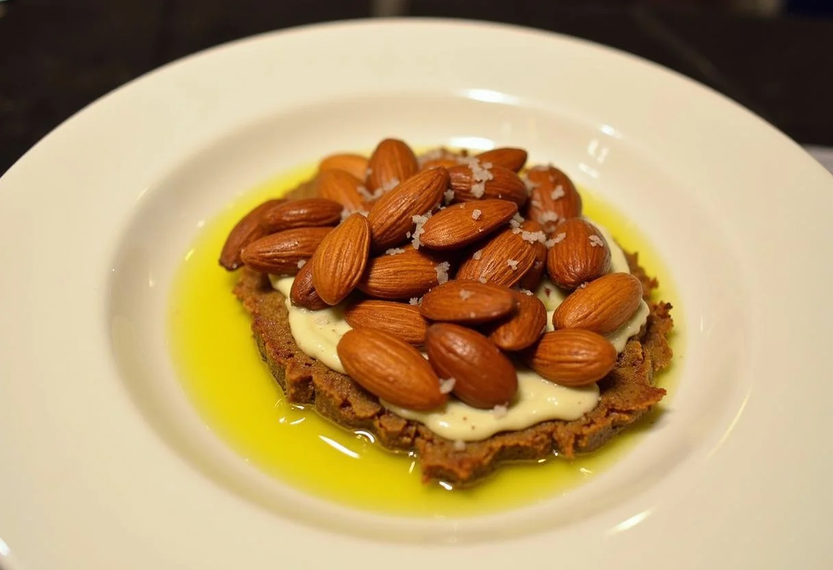 Almendra Marcona Tostada terminada con almendras crujientes rociadas con aceite de oliva, perfecta para un delicioso snack.