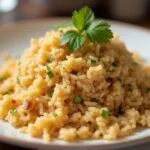 Complete dish of Arroz Jazmin Aromatico with jasmine rice and garnishes, perfect for serving.