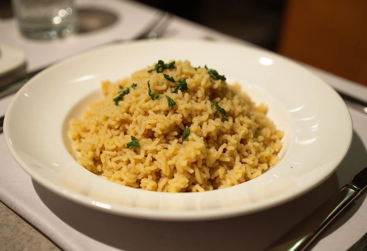 Plato completo de Arroz Jazmín Aromático con arroz jazmín y guarniciones, perfecto para servir.