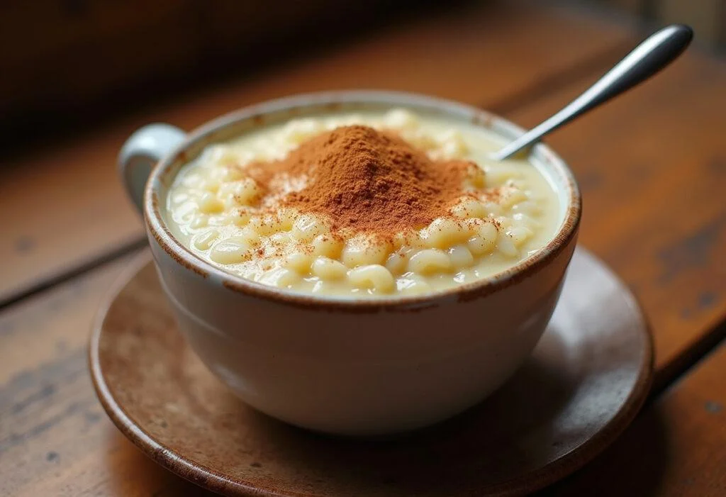 Delicious Arroz con Leche Asturiano served in a bowl, ideal for traditional Spanish dessert.