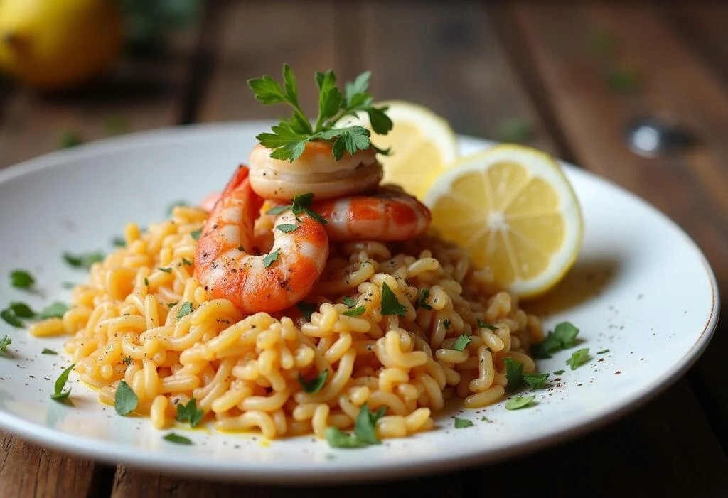 Finished arroz con pulpo y gambas, a delicious seafood rice dish perfect for any occasion.