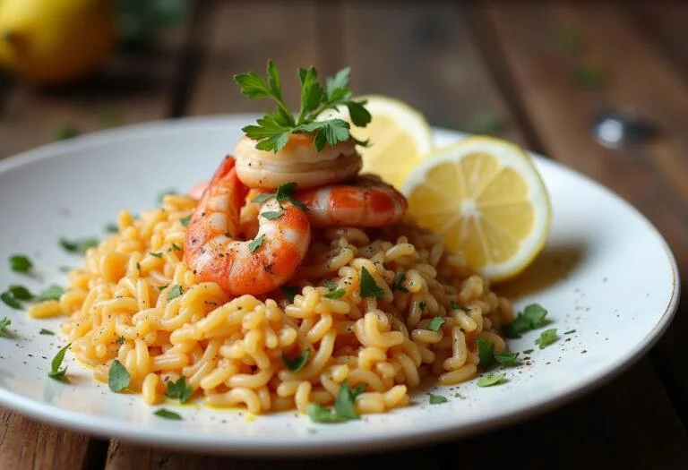 Finished arroz con pulpo y gambas, a delicious seafood rice dish perfect for any occasion.