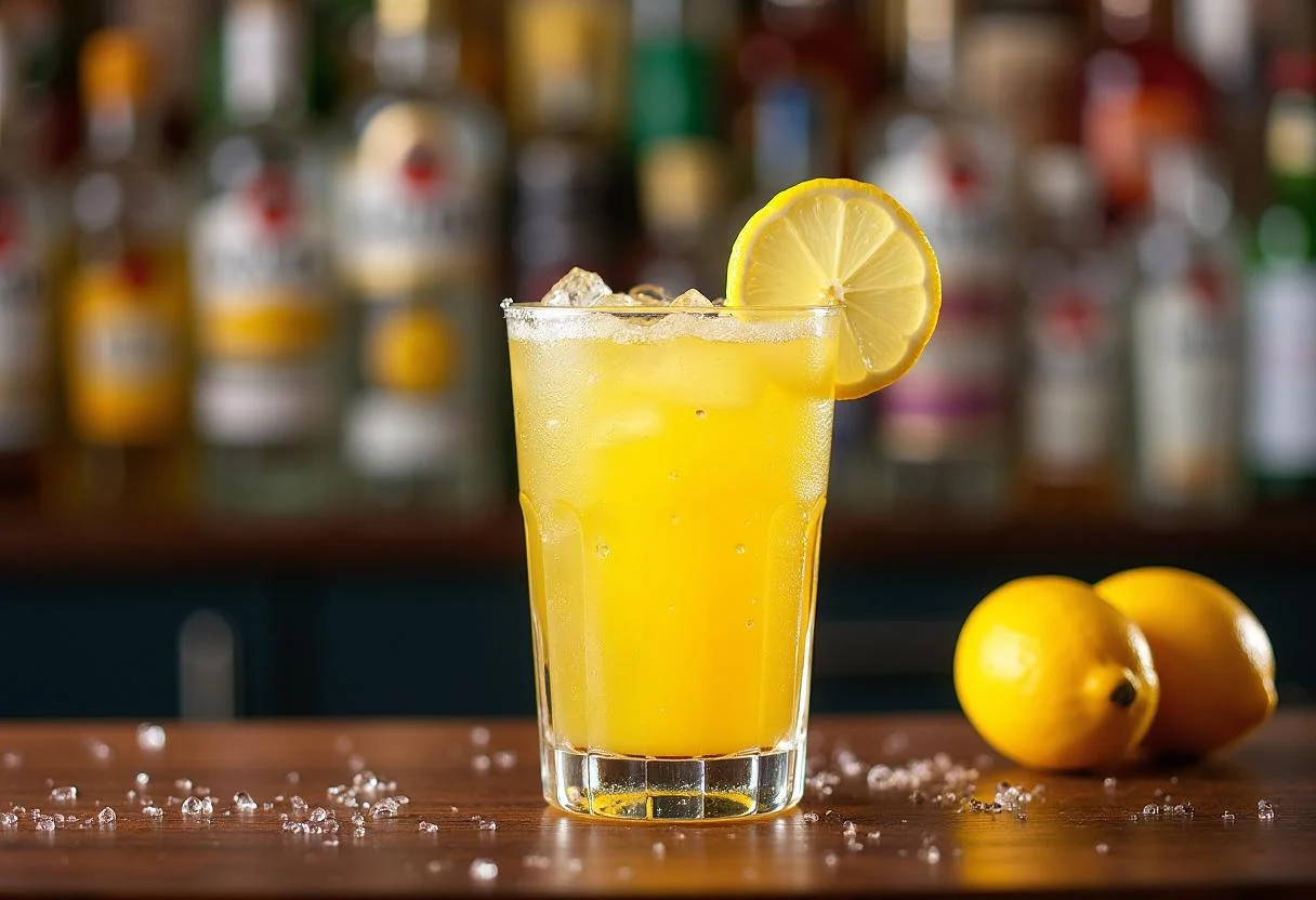 Refreshing Bacardi Limon cocktail served visually appealing with lemon slice on a festive bar setting.