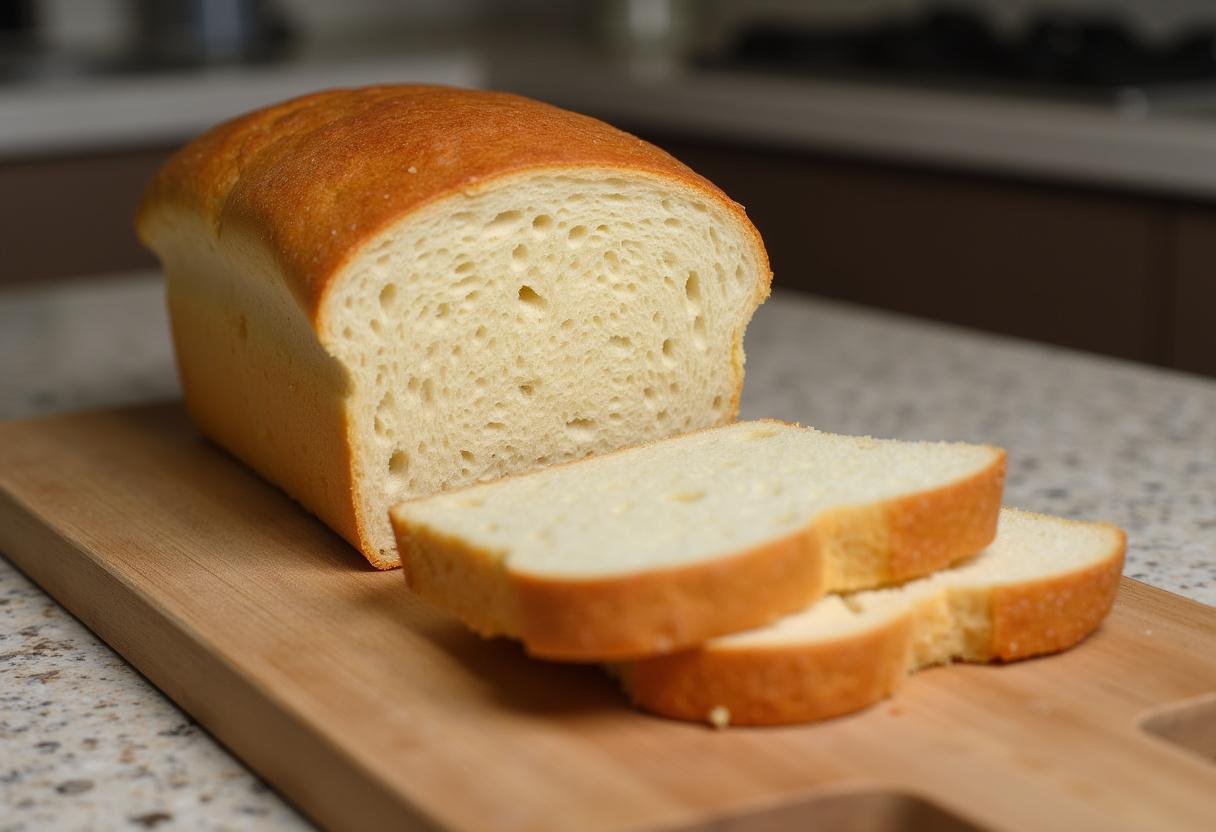 Barra de pan casera recién horneada, perfecta para compartir.