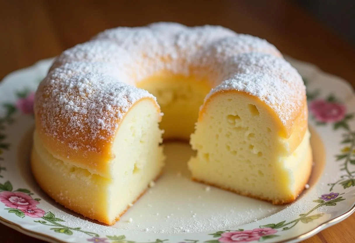 Bizcocho esponjoso con leche terminado, ideal para disfrutar en cualquier ocasión.