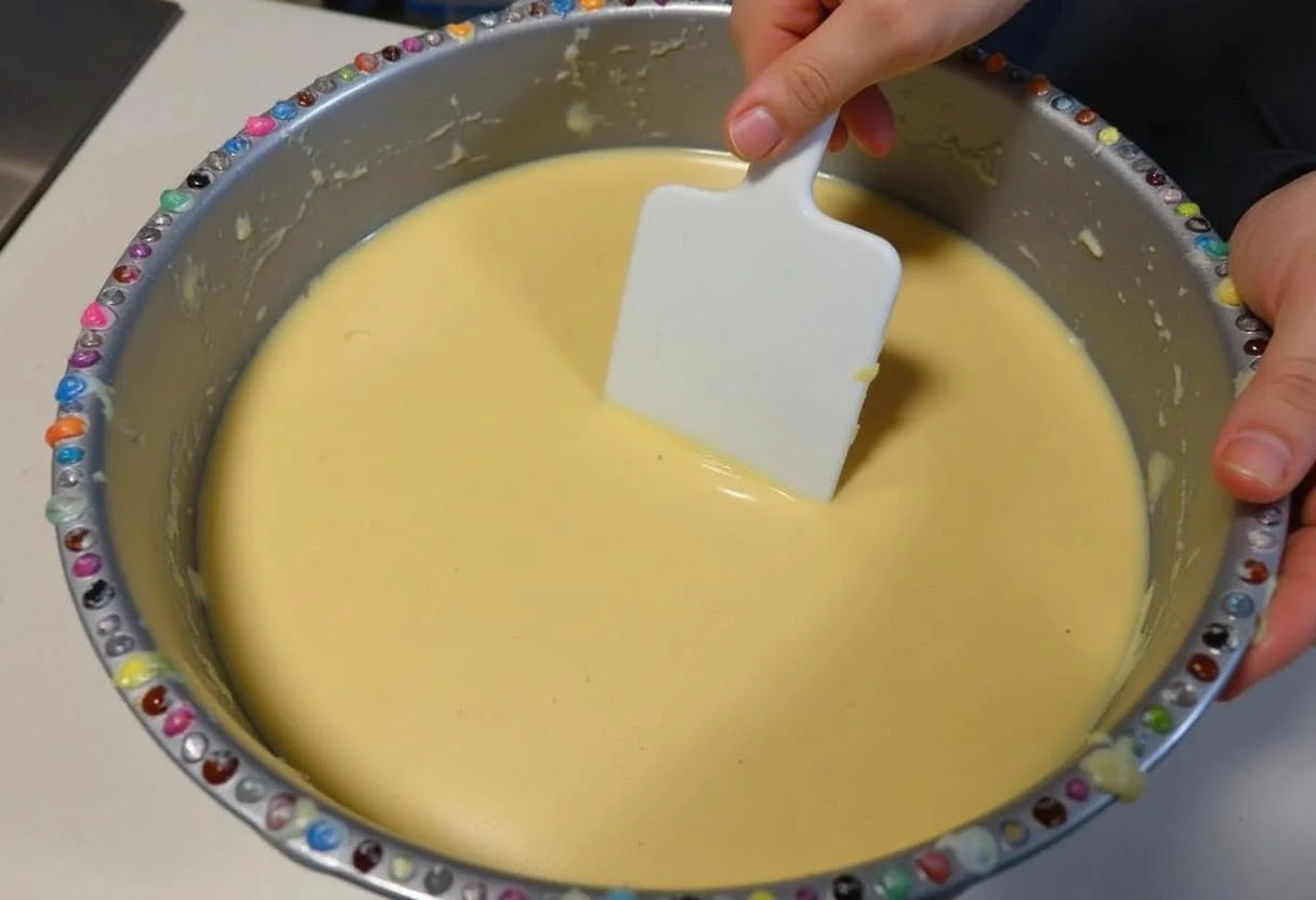 Masa de bizcocho en un molde lista para ser horneada.