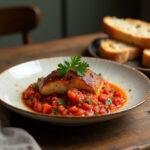 Finished bonito con tomate receta de la abuela served with bread, ideal for family meals.