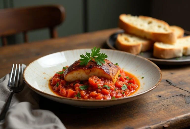 Finished bonito con tomate receta de la abuela served with bread, ideal for family meals.