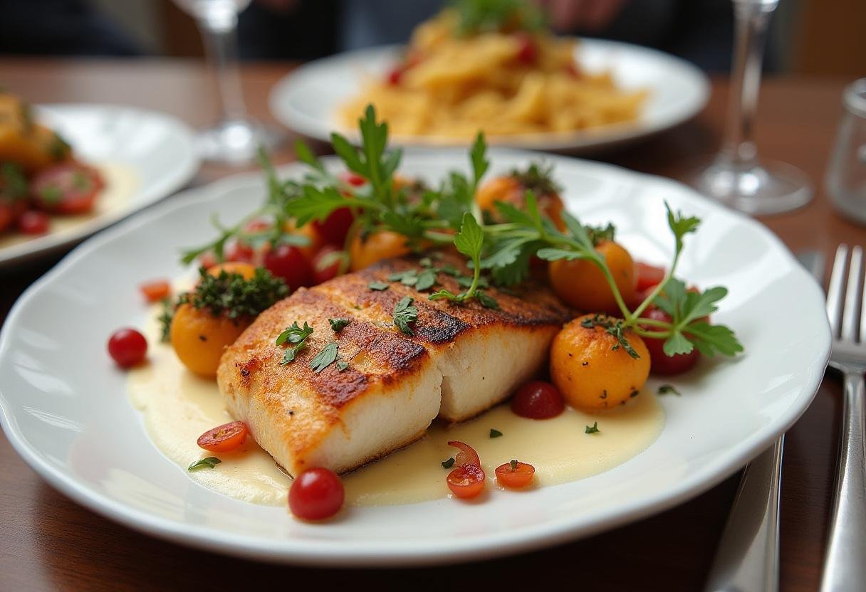 Deliciously presented borriquete pescado with vegetables ready for an exquisite dining experience.