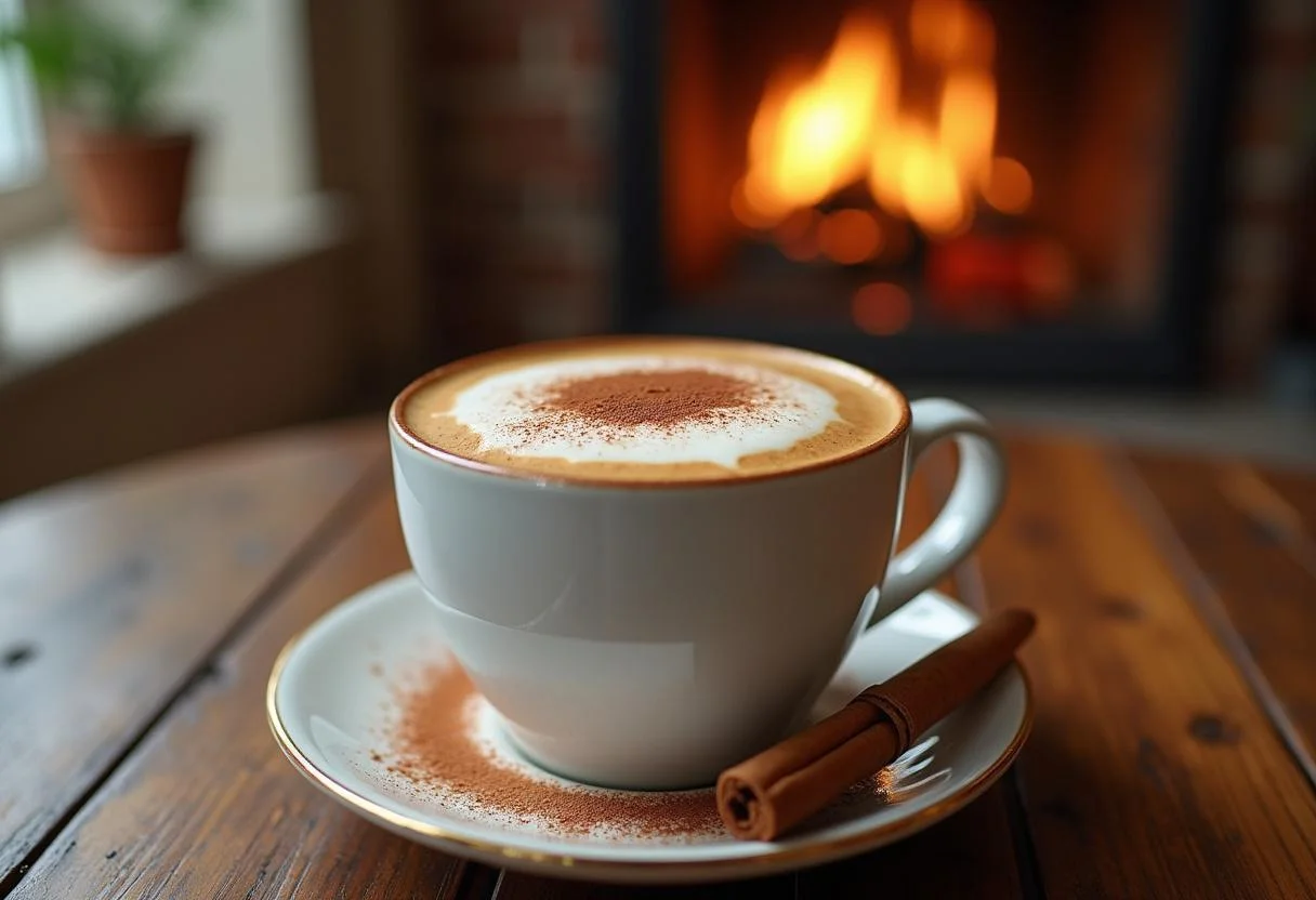 Café Escocés Irlandés listo para disfrutar, bellamente decorado para un toque acogedor.