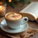 Finished Calorias Cafe con Leche Desnatado served with a sprinkle of cinnamon, ideal for coffee lovers.