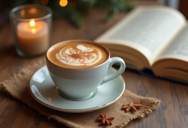 Finished Calorias Cafe con Leche Desnatado served with a sprinkle of cinnamon, ideal for coffee lovers.