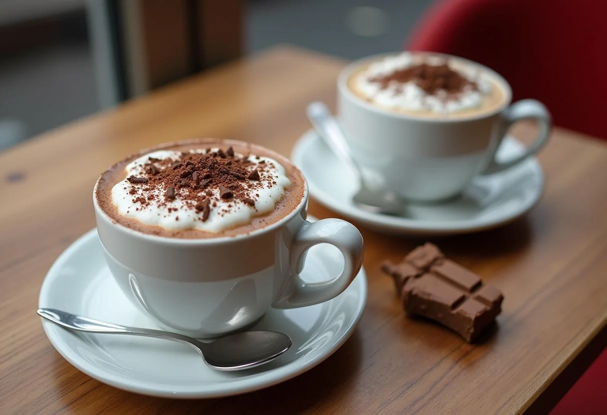 Finished chocolate a la taza thermomix served in cups with whipped cream, perfect for a cozy treat.