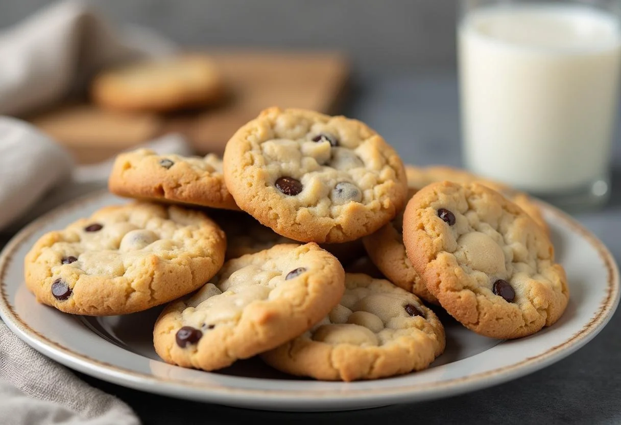 Galletas de masa casera recién horneadas, perfectas para acompañar con leche.
