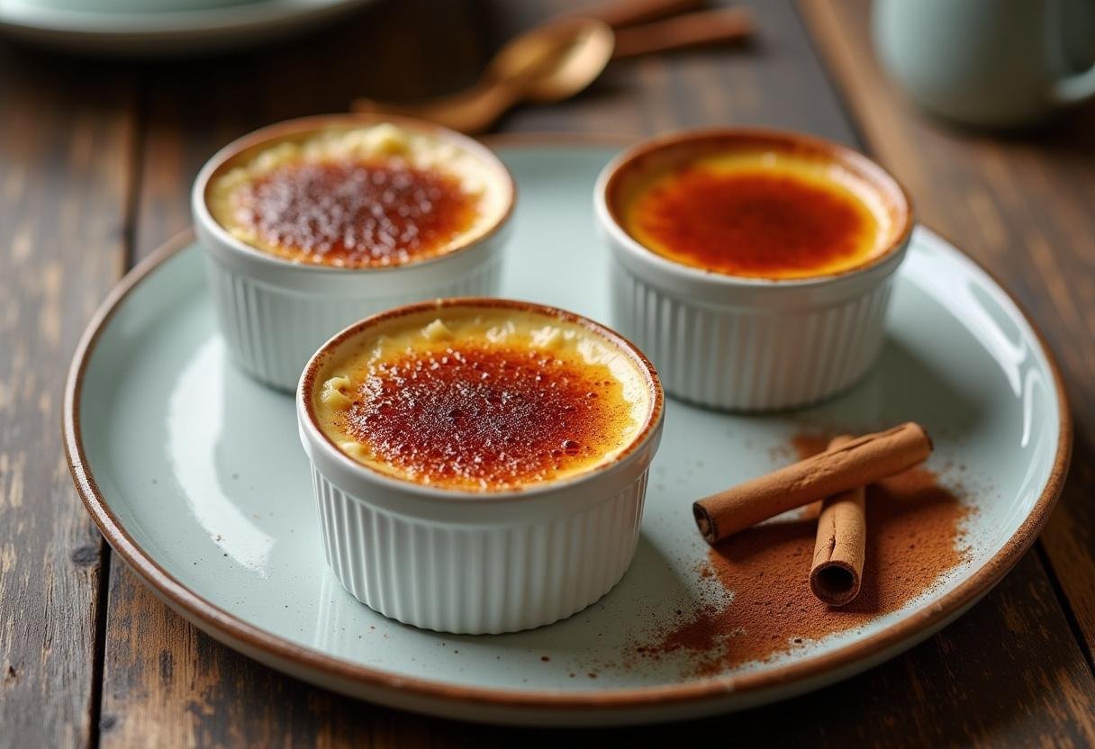 Crema catalana Thermomix terminada con azúcar caramelizada, un postre exquisito listo para disfrutar.