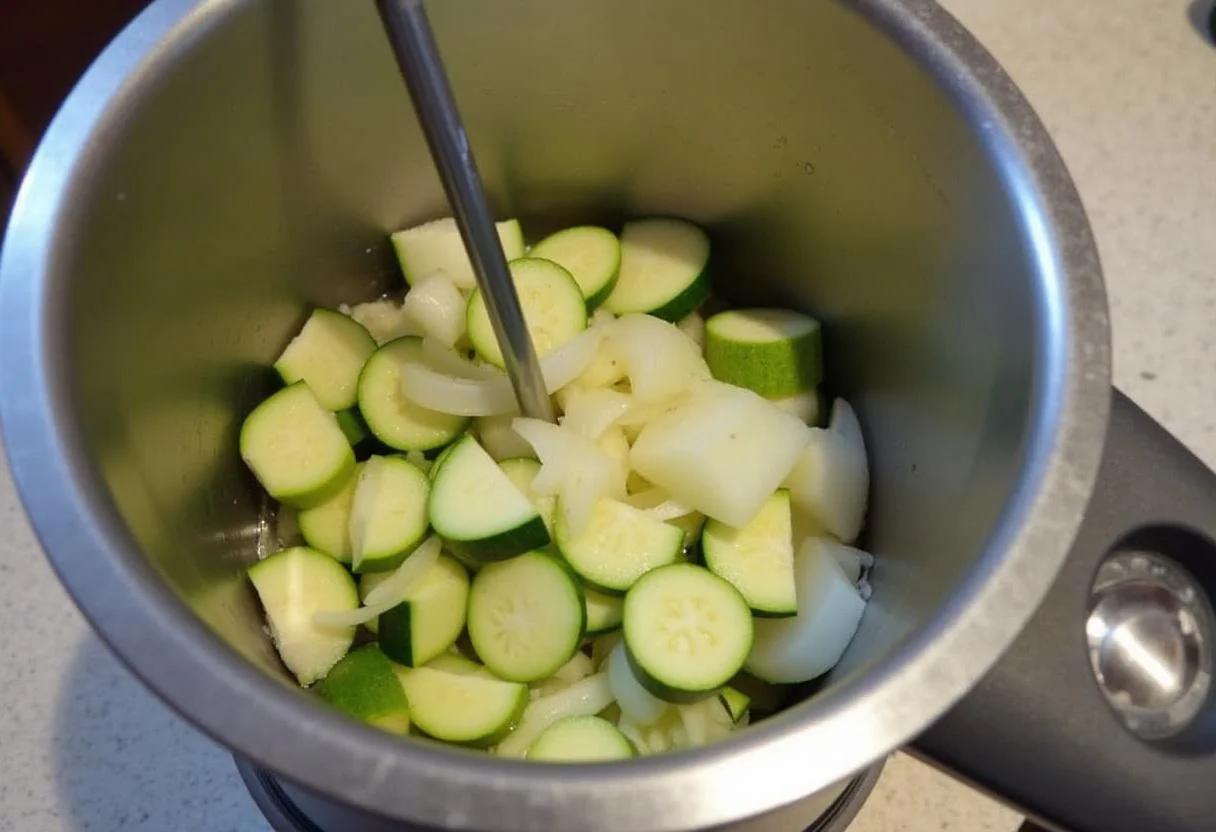 Verduras en el bol del Thermomix para la receta de crema de calabacín thermomix.
