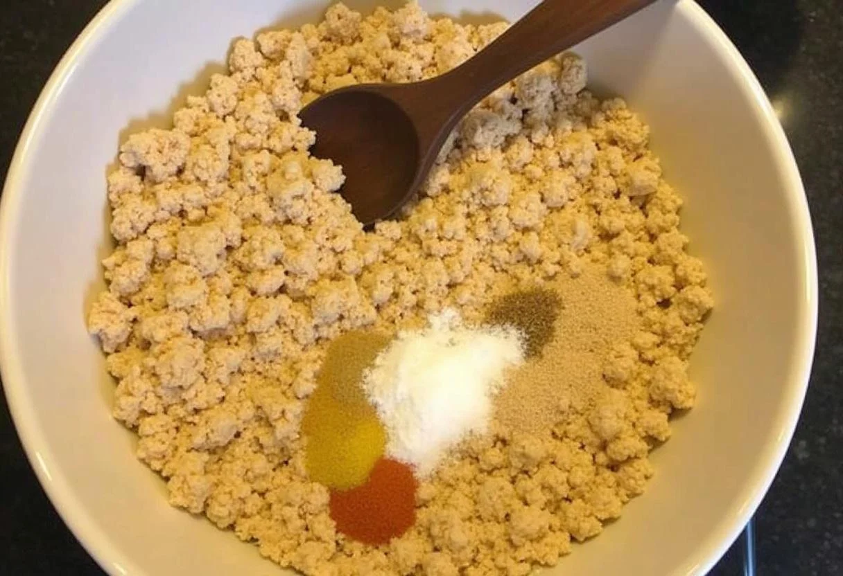 Combinando los ingredientes para las croquetas de pescado en un tazón.