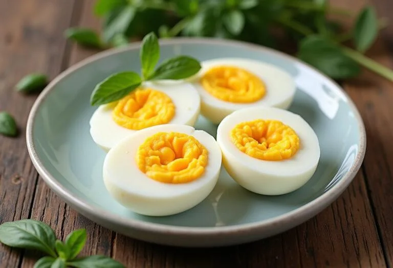 Huevos duros perfectos en un plato, ideales para servir y disfrutar, enseñando como cocer huevos duros y que se pelen bien.