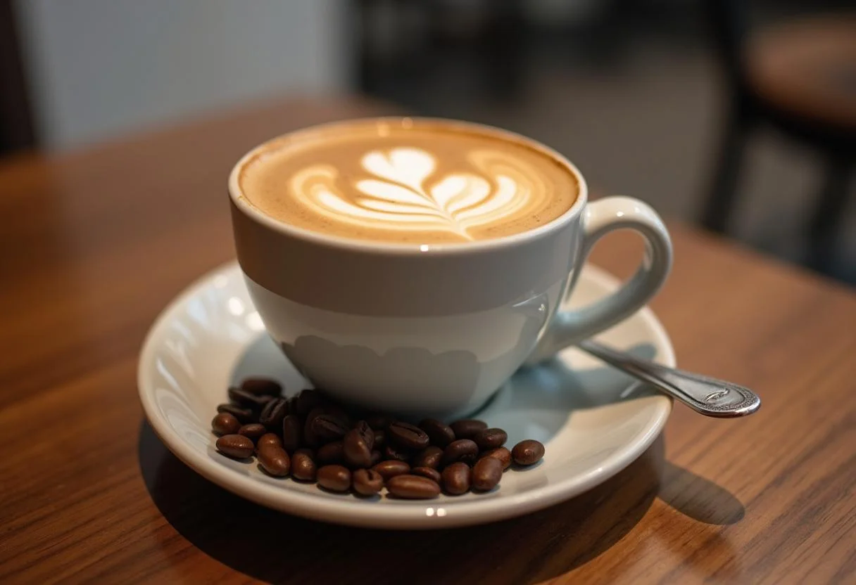 Taza de café gourmet bien presentada, ideal para disfrutar de marcas de cafe.