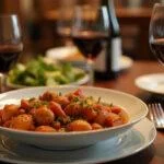 Delicious meloso de ternera estofado served on a dining table, perfect for a hearty meal.