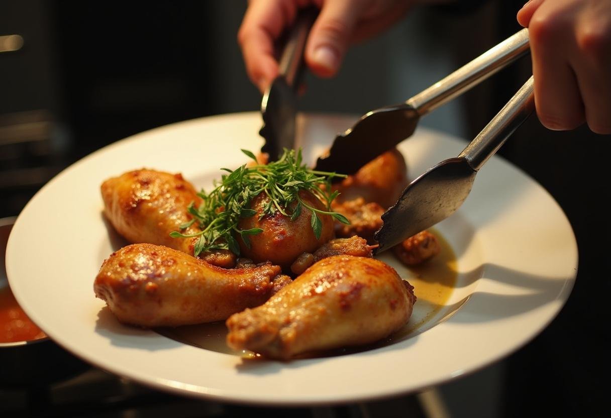 Partes del pollo recién cocinadas y doradas, listas para servir y disfrutar en la mesa.
