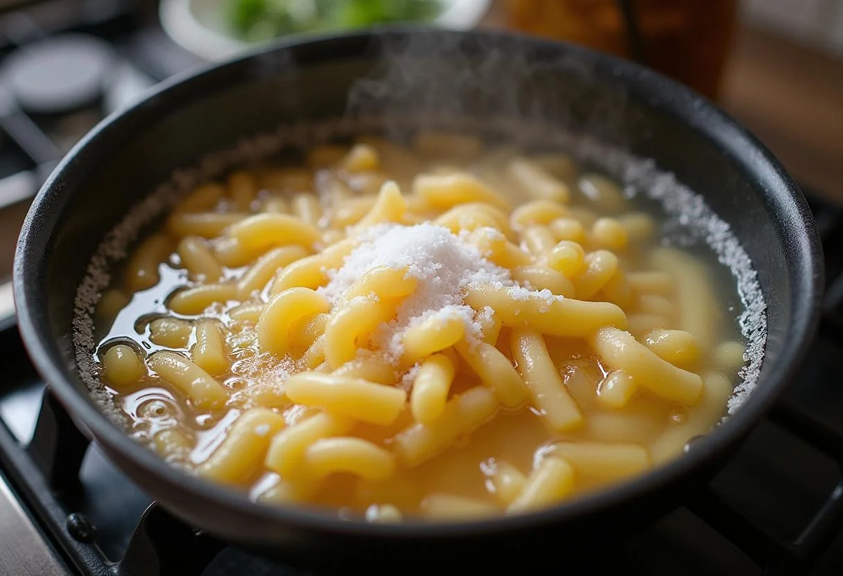 Agua hirviendo en una olla, lista para cocinar pasta al agua.