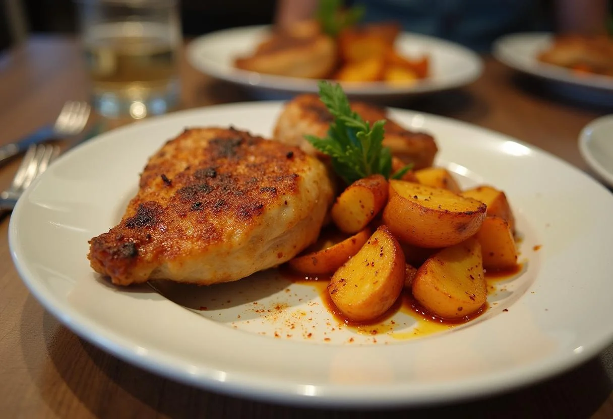 Finished dish of grilled chicken with pimienta cayena, perfect for spicy flavor lovers.