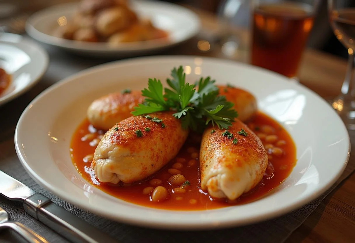 Serving Pollo con Almendras from Thermomix, beautifully presented for enjoying a delicious meal.