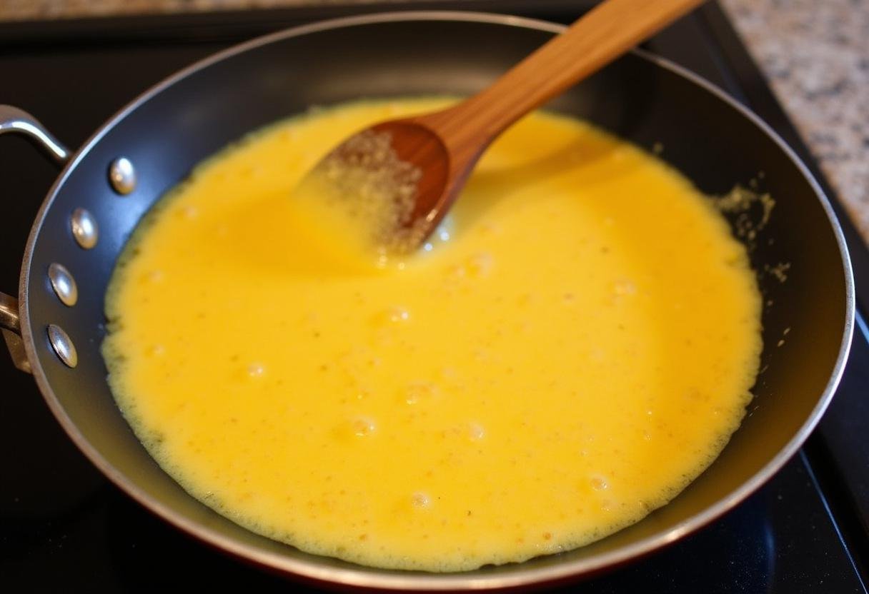 Mezcla de Queso Arzúa siendo calentada en una sartén para un resultado cremoso.