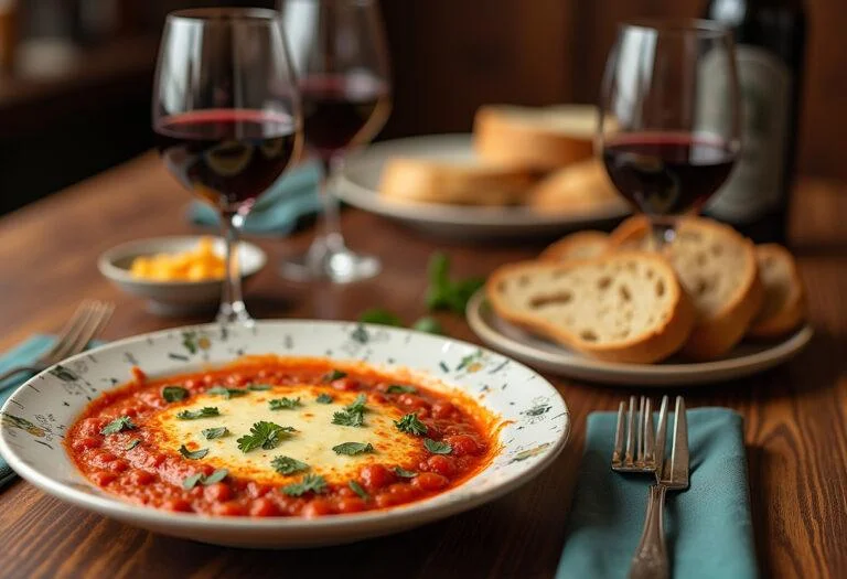 Complete queso italiano dining experience with cheese, bread, and red wine for an authentic Italian meal.