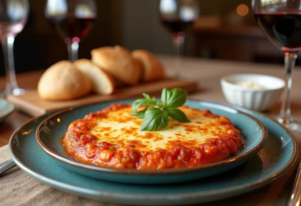 Complete queso italiano dining experience with cheese, bread, and red wine for an authentic Italian meal.