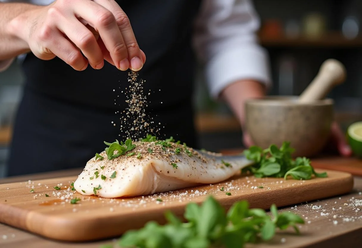 Seasoning gallineta pescado with herbs and spices for optimal flavor.