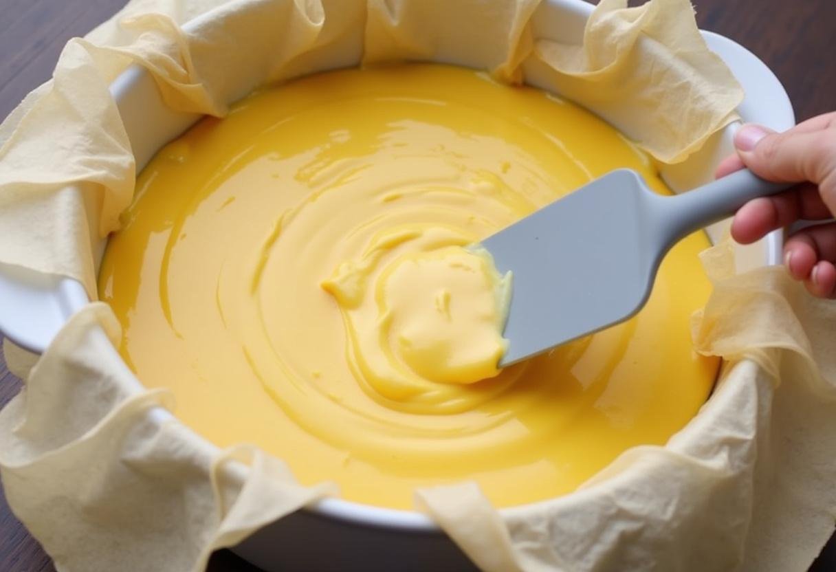 Preparando el molde para la tarta de queso La Viña Thermomix con papel pergamino.