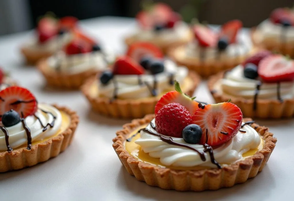 Deliciously finished gluten-free tarts displayed elegantly, perfect for any gathering or celebration.