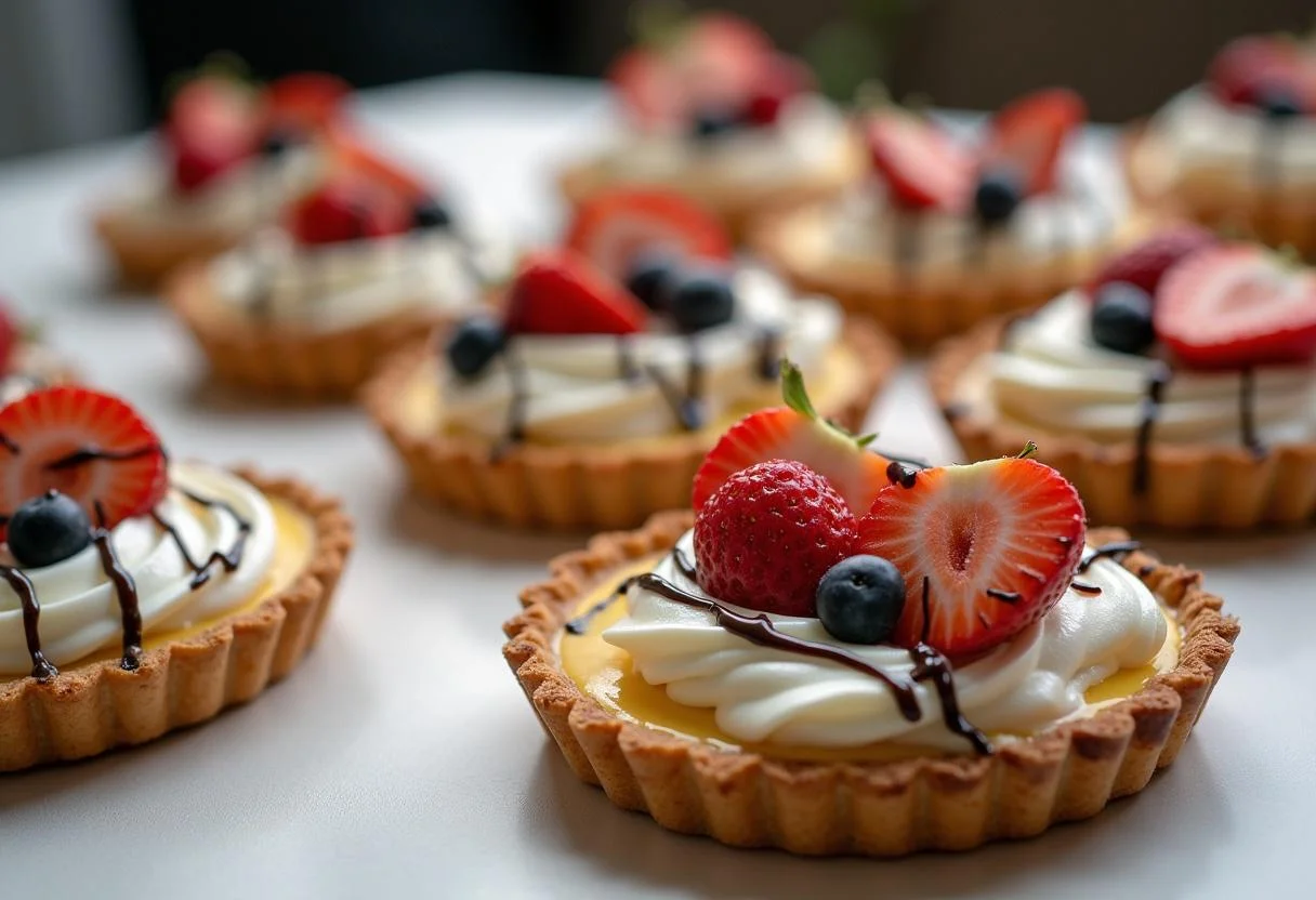 Deliciously finished gluten-free tarts displayed elegantly, perfect for any gathering or celebration.