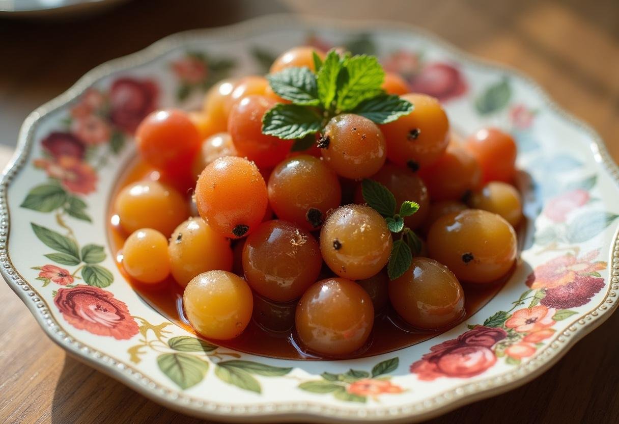 Ensalada de frutas con uvas frescas condimentadas, perfecta para disfrutar en reuniones.