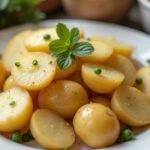 Valor nutricional patata cocida, presentación de patatas con información sobre las calorías y beneficios.