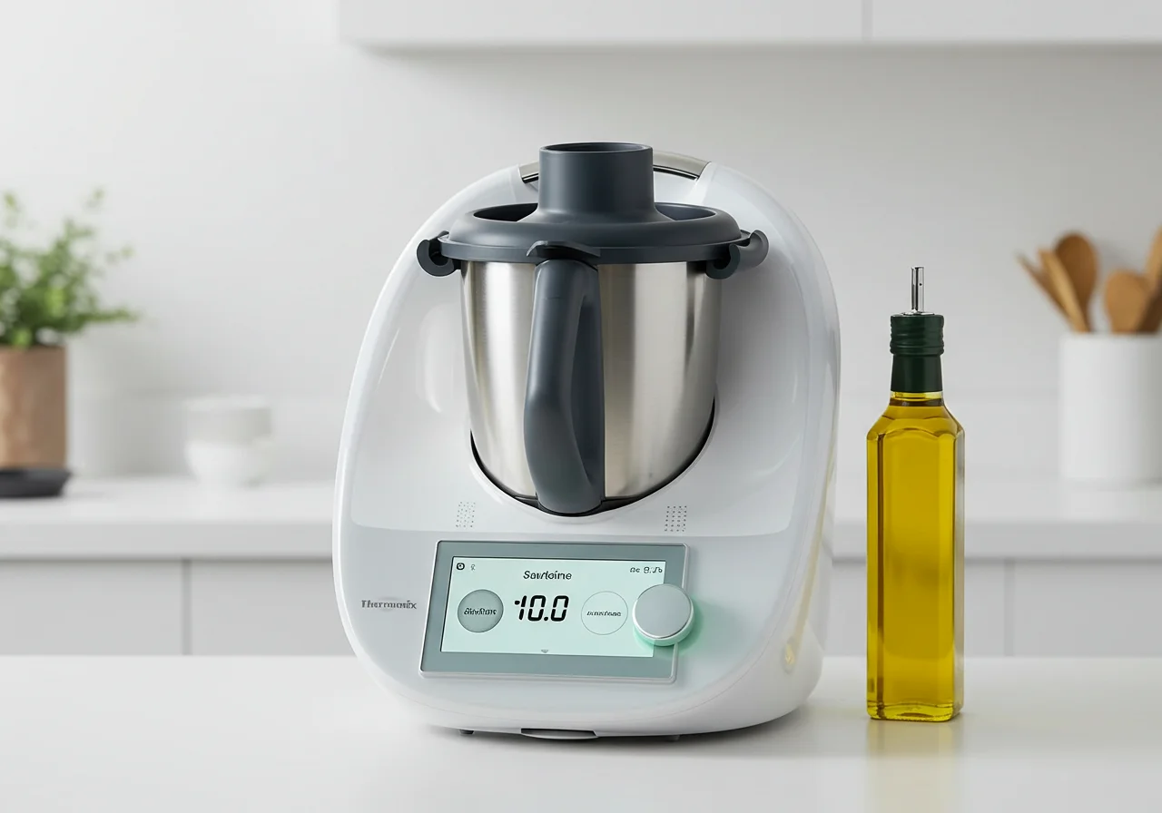 Thermomix preparing onions with a timer set for cebolla caramelizada en thermomix recipe.